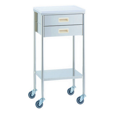 松吉医科器械 ナースワゴン 引出2コ付 ホワイト YL-FW6W 1台 24-5342-00　マツヨシカタログ（直送品）