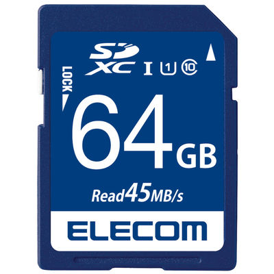エレコム SDXCカード/データ復旧サービス付/UHS-I U1 45 MF-FS064GU11R 1個（直送品）