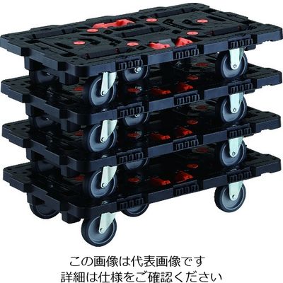 TRUSCO まとめ買い 連結式樹脂製平台車 ビートル 700X450 自在3輪 とめたろう付4台セット BT700J3-E100T-M4（直送品）