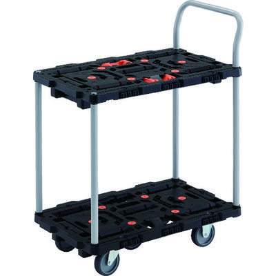 トラスコ中山 TRUSCO 連結式樹脂製2段台車 ビートル 700X450 自在3輪 ハンドル付 BT724J3-E100 1台（直送品）