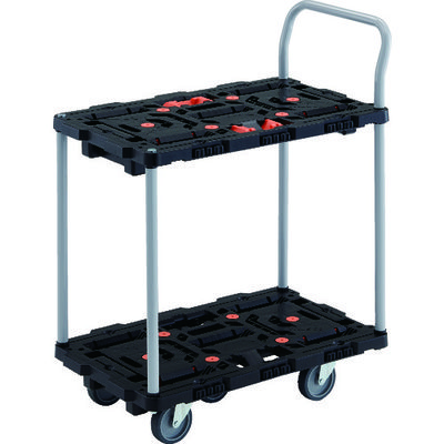 TRUSCO 連結式樹脂製2段台車 ビートル 700X450 自在5輪 とめたろう ハンドル付 BT724J5-E100T 1台（直送品）