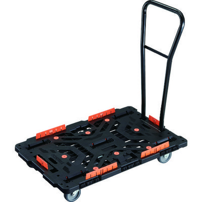 TRUSCO 連結式樹脂製平台車 ビートル 900X600 自在3輪 脱着式ハンドル付 コボレ止めセット付 BT900KJ3H-E100（直送品）