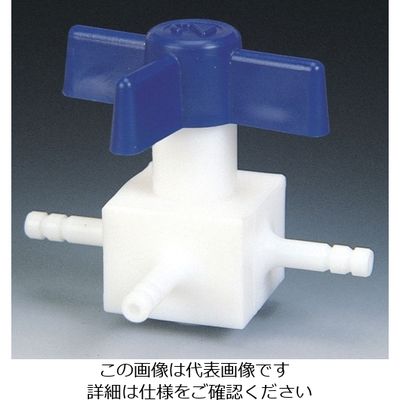 フロンケミカル フッ素樹脂(PTFE) 三方ストップコック 竹の子外径10φ NR1101-006 1個 752-6644（直送品）