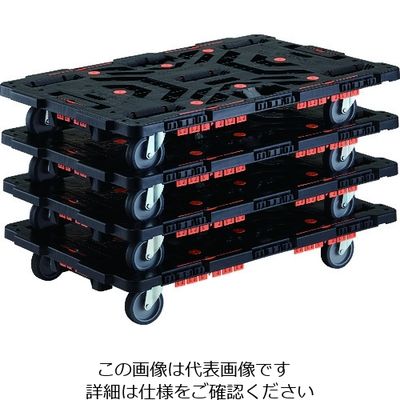 TRUSCO 連結式樹脂製平台車 ビートル 900X600 自在5輪 コボレ止めセット付 まとめ買い4台 BT900KJ5-E100-M4（直送品）
