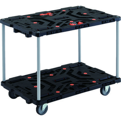 TRUSCO 連結式樹脂製2段台車 ビートル 900X600 自在3輪 とめたろう付 ハンドルなし BT920J3-E100T 1台（直送品）