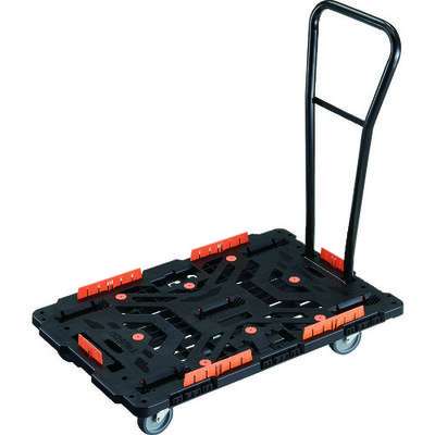 TRUSCO 連結式樹脂製平台車 ビートル 900X600 自在5輪 脱着式ハンドル付 コボレ止めセット付 BT900KJ5H-E100（直送品）