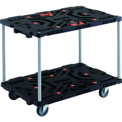 TRUSCO 連結式樹脂製2段台車 ビートル 900X600 自在5輪 とめたろう付 ハンドルなし BT920J5-E100T 1台（直送品）