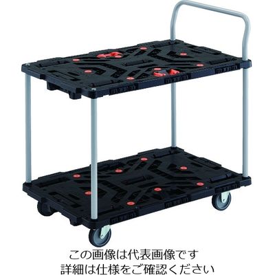 TRUSCO 連結式樹脂製2段台車 ビートル 900X600 自在3輪 とめたろう ハンドル付 BT924J3-E100T 1台（直送品）