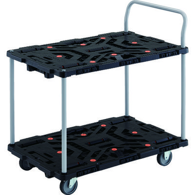 トラスコ中山 TRUSCO 連結式樹脂製2段台車 ビートル 900X600 自在3輪 ハンドル付 BT924J3-E100 1台（直送品）