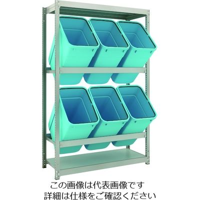 TRUSCO スチールラック ゴミ箱ラック M1.5型 H1800XW1160XD445 2段 RBKー70 6個付 M1.5-6442D2（直送品）