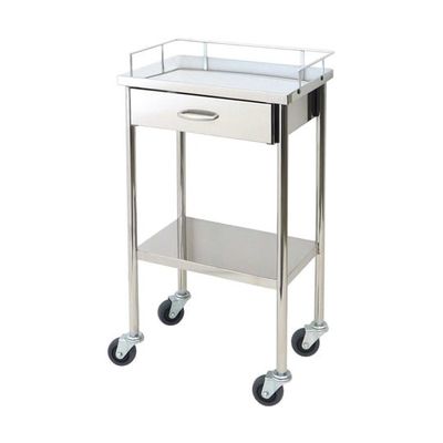 スギモト産業 ステンレス器械卓子(天板三方柵付・2段)引出付 W450×D350×H750mm 完成品 OA-16C 1台（直送品）