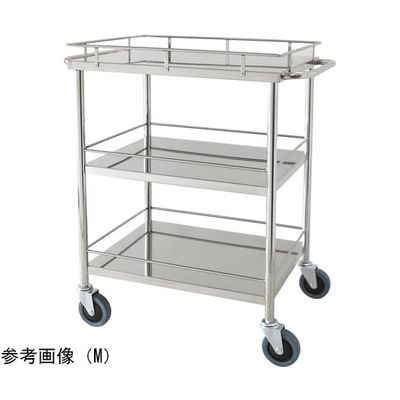 スギモト産業 ステンレス回診車(天板四方柵付・3段)両側押手付き M W600×D450×H800mm 完成品 OB-12M 1台（直送品）