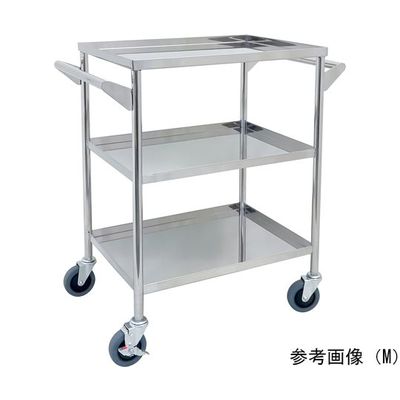 スギモト産業 ステンレス回診車(天板四方立ち上がり・3段)両側押手付き L W750×D450×H800mm 完成品 OB-25L 1台（直送品）