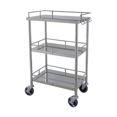 スギモト産業 ステンレスパソコンカート(天板三方柵付・3段)フック付き W550×D345×H850mm 完成品 OA-2B 1台（直送品）