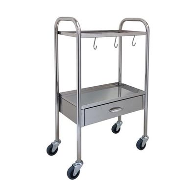 スギモト産業 ステンレス麻酔カート(天板四方立ち上がり・2段)引出付き W550×D325×H900mm 完成品 OC-43 1台（直送品）