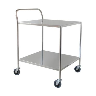 スギモト産業 ステンレスワゴン(天板フラット・2段) 片側押手付 W700×D600×H800mm 完成品 OA-19B 1台（直送品）