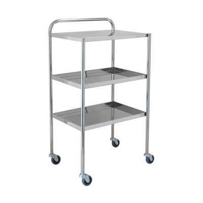 スギモト産業 ステンレスワゴン(天板フラット・3段) パイプハンドル付 W600×D400×H1050mm 完成品 OA-19F 1台（直送品）