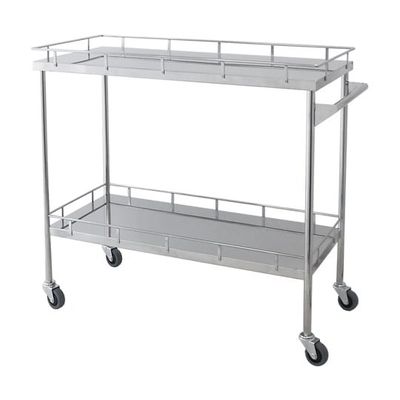 スギモト産業 ステンレス器械卓子(上下段四方柵付) 片側押手付ワゴン W1000×D450×H900mm 完成品 OA-64B 1台（直送品）