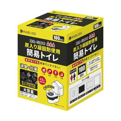 小林薬品 RABLISS 炭入り凝固剤使用 非常用簡易トイレ 1ケース(100回分×6箱入) KO368 1ケース(600回分)（直送品）