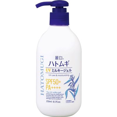 熊野油脂 麗白 ハトムギ UVミルキージェル SPF50＋ PA＋＋＋＋ ポンプタイプ 4513574033351 1個(250ML)（直送品）