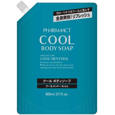 熊野油脂 ファーマアクト クールボディソープ 詰替 4513574037601 1個(800ML)（直送品）