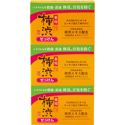 熊野油脂 四季折々　薬用　柿渋　石けん　３個パック 4513574042230 1パック(3個入)（直送品）