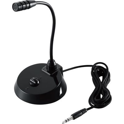 スタンドマイク 小型 フレキシブルアーム ミュートボタン 3.5φ 通話 WEB会議 ブラック HS-MC07BK エレコム 1個（直送品）