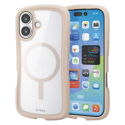 iPhone17 ケース ハイブリッド 衝撃吸収 MAGKEEP Grippy ベージュ PM-A25AGRPFMBE エレコム 1個（直送品）