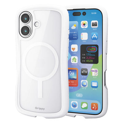 iPhone17 ケース ハイブリッド 衝撃吸収 MAGKEEP Grippy ホワイト PM-A25AGRPFMWH エレコム 1個（直送品）