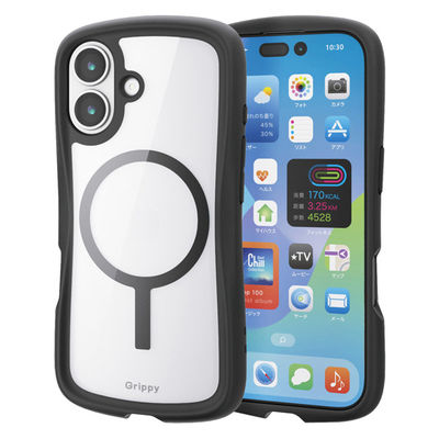 iPhone17 ケース ハイブリッド 衝撃吸収 MAGKEEP Grippy ブラック PM-A25AGRPFMBK エレコム 1個（直送品）