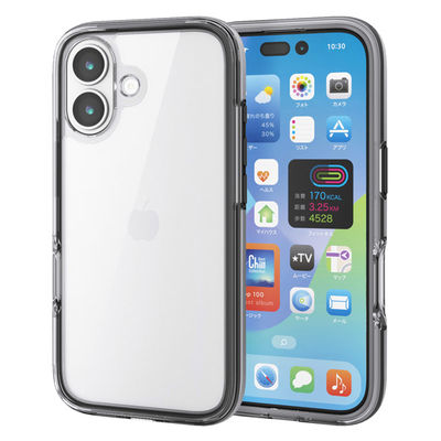 iPhone17 ケース ハイブリッド 衝撃吸収 軽量 AirShock ブラック PM-A25AHVAIR2BK エレコム 1個（直送品）