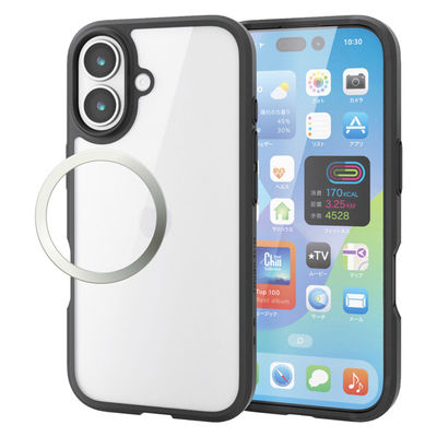 iPhone17 ケース ハイブリッド 衝撃吸収 軽量 ガラスフィルム付 ブラック PM-A25ATS3BK エレコム 1個（直送品）