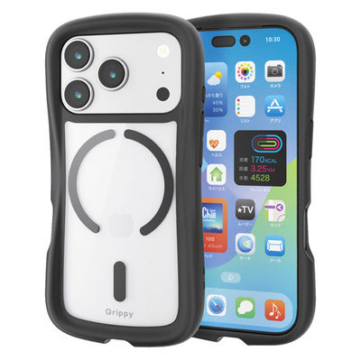 iPhone17 Pro ケース ハイブリッド MAGKEEP Grippy ブラック PM-A25CGRPFMBK エレコム 1個（直送品）