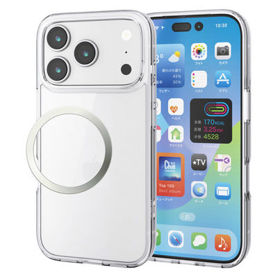 iPhone17 Pro ケース ハイブリッド 衝撃吸収 背面ガラス クリア PM-A25CHVCG1CR エレコム 1個（直送品）