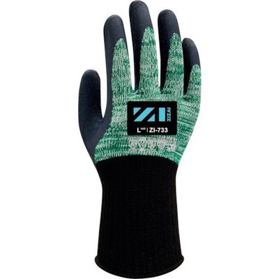 ウィード Weed 耐切創手袋 ZIZAI ZI―733 天然ゴム背抜き Lサイズ(10双入) ZI733L 1袋(10双)（直送品）