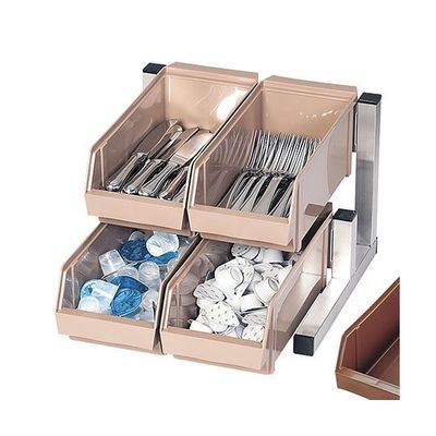 遠藤商事 スマートオーガナイザー 2段2列(4ヶ入) ブラウン 62-6523-75 1ケース(4個)（直送品）