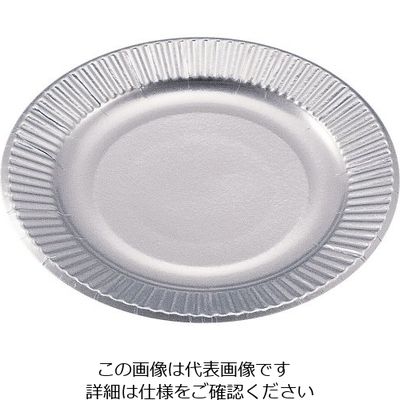 水野産業 紙皿シルバープレート(100枚入) 5号 62-6539-99 1ケース(100枚)（直送品）