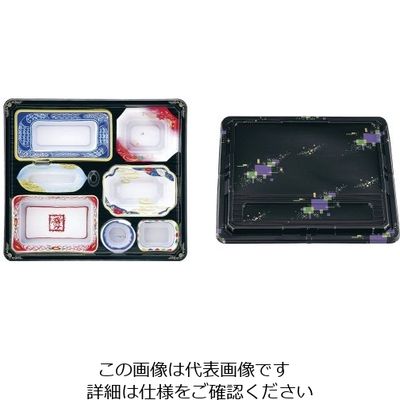 アヅミ産業 ワンウェイ 会席膳セット 蓋三彩 (20セット入) T-205 1ケース(20セット) 62-6652-42（直送品）