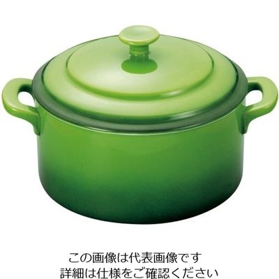ミヤザキ食器 ソレイユ ラウンドキャセロール S SO0810 グリーン 62-6678-17 1個（直送品）