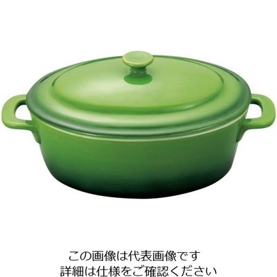 ミヤザキ食器 ソレイユ オーバルキャセロール S SO1813 グリーン 62-6678-19 1個（直送品）