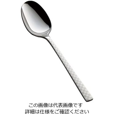 トーダイ (18ー8)オーロラ 市松 白 デザートスプーン 62-6720-61 1本（直送品）