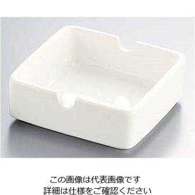 エムズジャパン 陶器 ホワイト 角形灰皿 Y-405 1個 62-6761-99（直送品）