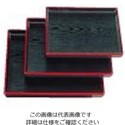 若泉漆器 新木目角盆 黒天朱 尺1寸 1ー72ー17 62-6763-73 1枚（直送品）