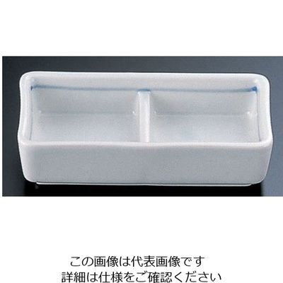 エムズジャパン 青磁筋二つ仕切り皿 小 T03-202 1個 62-6788-68（直送品）