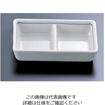エムズジャパン 青磁筋二つ仕切り皿 大 T03-203 1個 62-6788-69（直送品）