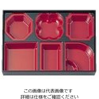 若泉漆器 ニュー尺3寸松花堂用DX懐石仕切 朱天黒 1ー354ー8 62-6801-99 1個（直送品）