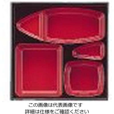 若泉漆器 8.5寸松花堂用舟型仕切 朱天黒 1ー395ー10 62-6802-29 1個（直送品）