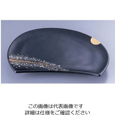 遠藤商事 AZ42ー2 黒釉花吹雪半月皿 62-6843-10 1枚（直送品）