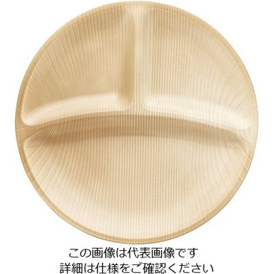 台和 ウォールナ 3ツ仕切プレート 25cm ナチュラル 62-6852-25 1枚（直送品）