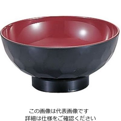 若泉漆器 3.8寸亀甲椀 黒内朱 1ー190ー13 62-6854-31 1個（直送品）